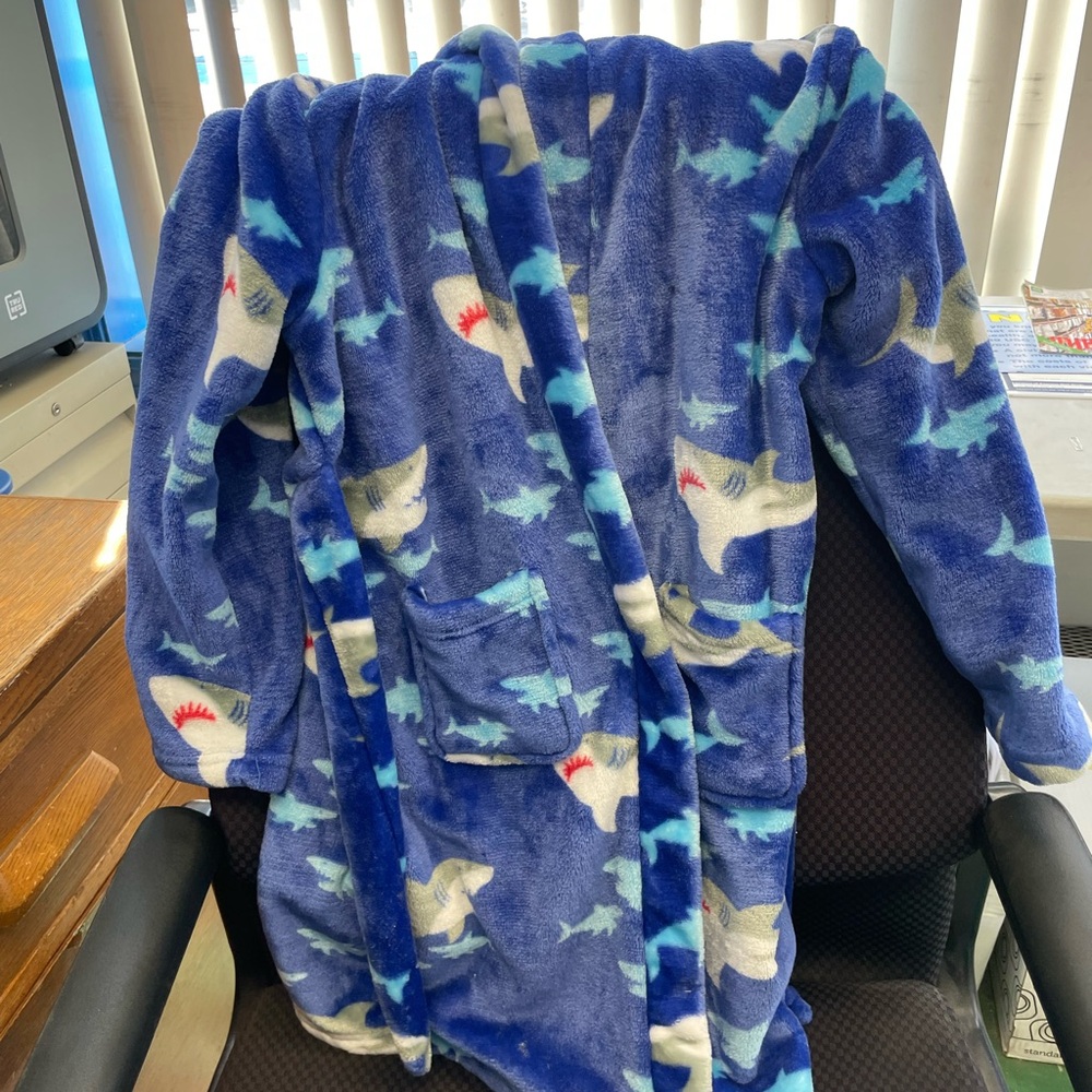 Kids Shark Print Robe - Blue